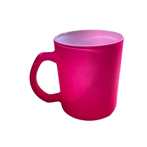 Buc-ees Hot Pink Coated Glass Mug Coffee Tea - Picture 2 of 4